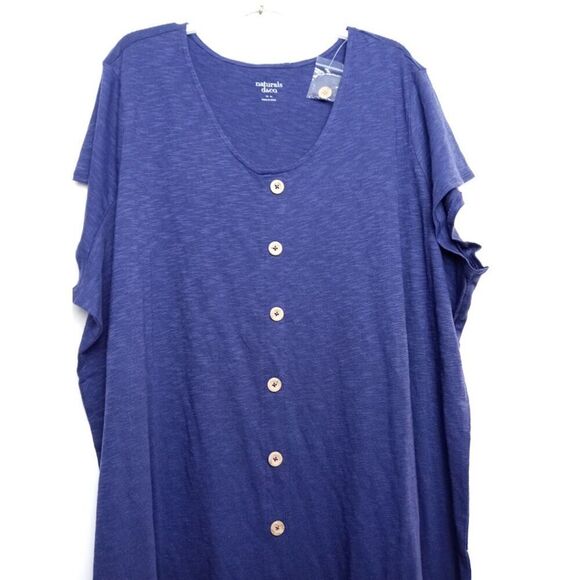 NWOT Naturals D& Co. Women Dark Blue Short Sleeve Cotton Blend Maxi Dress sz 4X - Picture 7 of 9
